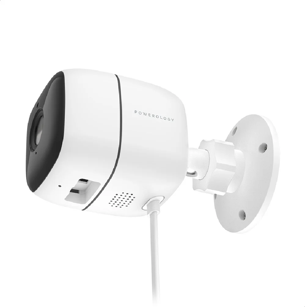 دوربین هوشمند بیرونی Powerology Wi-Fi با لنز زاویه دار 110 درجه - سفید | PSOWCFWH