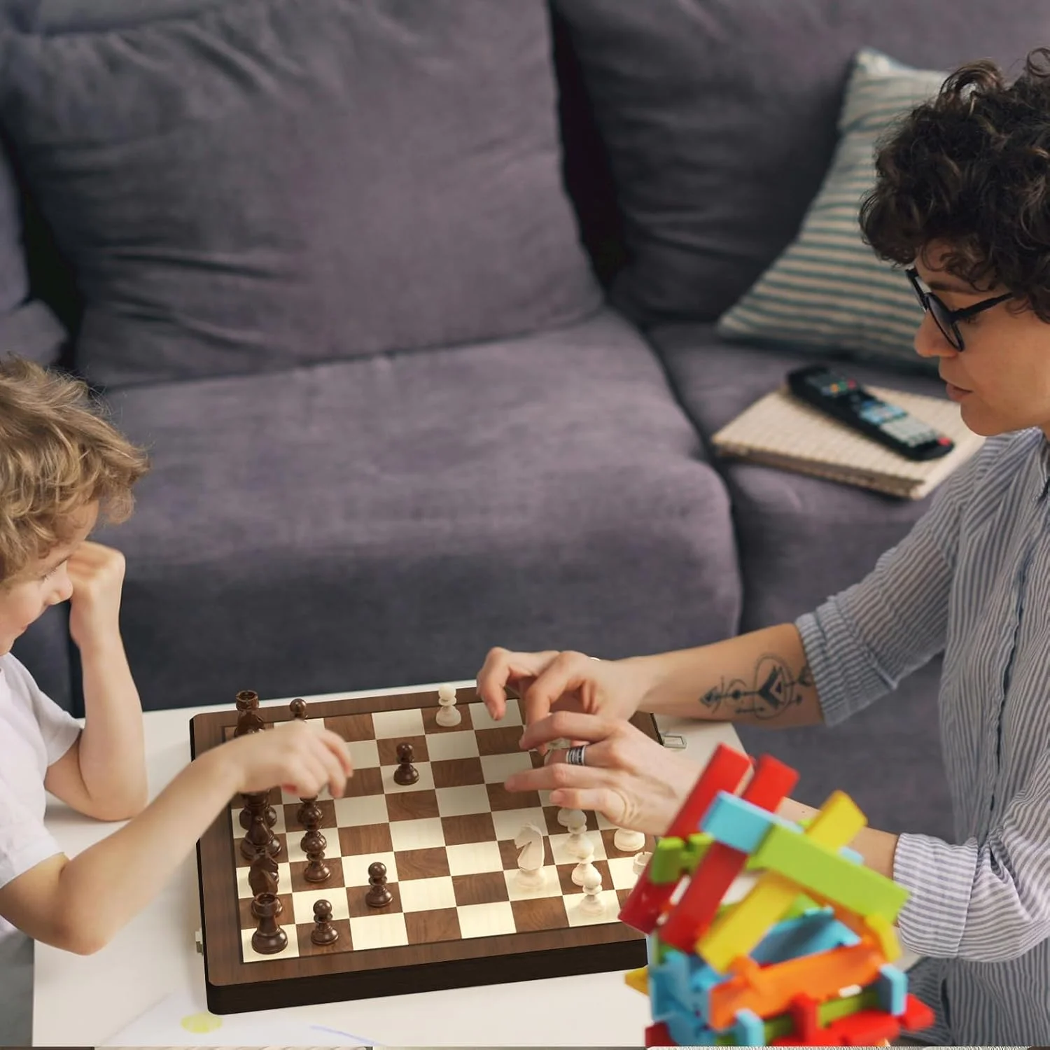 ست شطرنج و تخته نرد تاشو چوبی 38 سانتی‌متری، بازی تخته‌ای 2 در 1، مهره‌های شاه استانتون 7.6 سانتی‌متری، 2 مهره اضافی