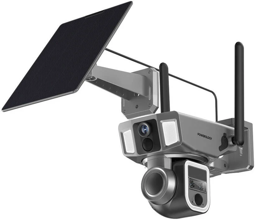 دوربین فضای باز پاورولوژی، 4G/WiFi، لنز دوگانه 360 درجه، ضد آب و گرد و غبار IP66، آلارم آژیر، ضبط دو منظره، صدا/میکروفون دو طرفه، زوم 10X، مشکی | PPBCHA69-BK