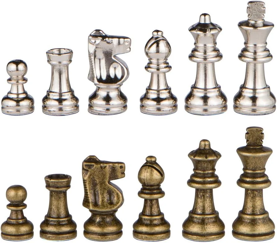 بهترین مهره های شطرنج اودیسه فلزی سنگین با وزیرهای اضافی - فقط مهره ها - بدون صفحه - شاه 2.5 اینچی