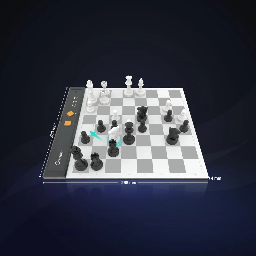 صفحه شطرنج الکترونیکی قابل حمل Chessnut Go با تشخیص کامل مهره و چسبندگی مغناطیسی قوی - اندازه مناسب میز یا مسافرت (خاکستری)