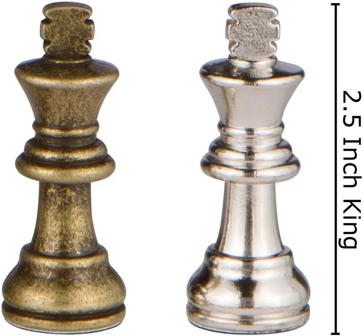 بهترین مهره های شطرنج اودیسه فلزی سنگین با وزیرهای اضافی - فقط مهره ها - بدون صفحه - شاه 2.5 اینچی