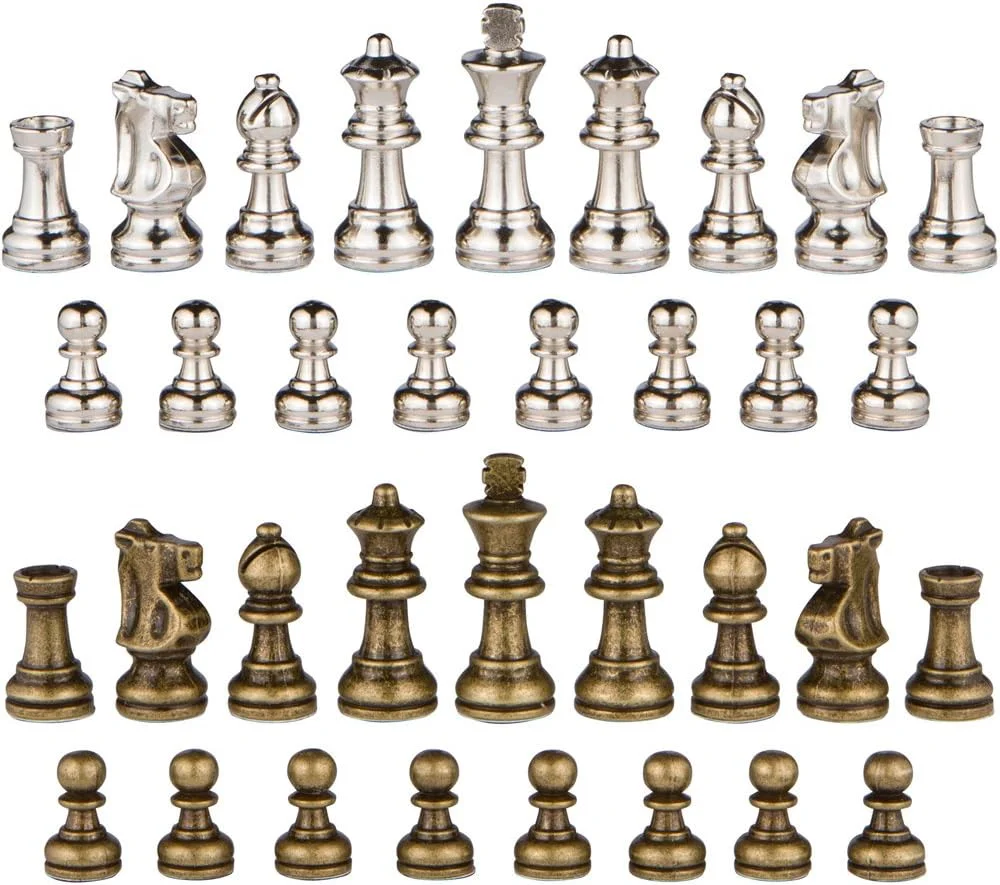 بهترین مهره های شطرنج اودیسه فلزی سنگین با وزیرهای اضافی - فقط مهره ها - بدون صفحه - شاه 2.5 اینچی
