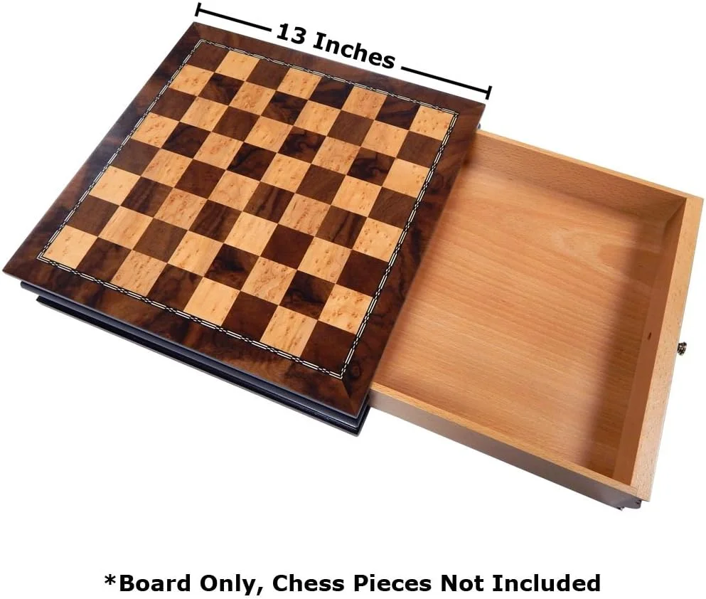 بهترین صفحه شطرنج وادا با روکش چوب و کشو - 33 سانتی متر - فقط صفحه، بدون مهره