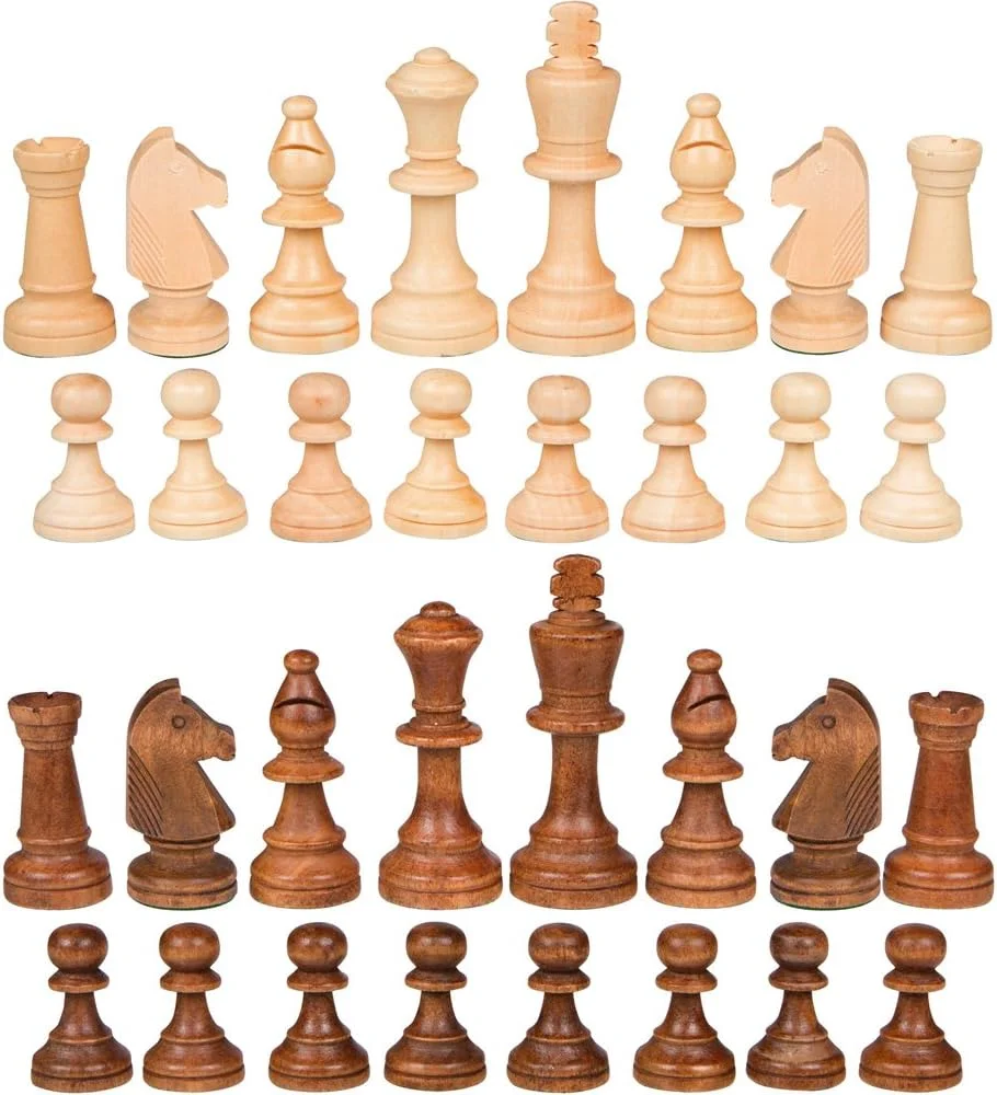 بهترین مهره های شطرنج چوبی گوگرتری وزن دار - فقط مهره ها - بدون صفحه شطرنج - شاه 3.5 اینچی
