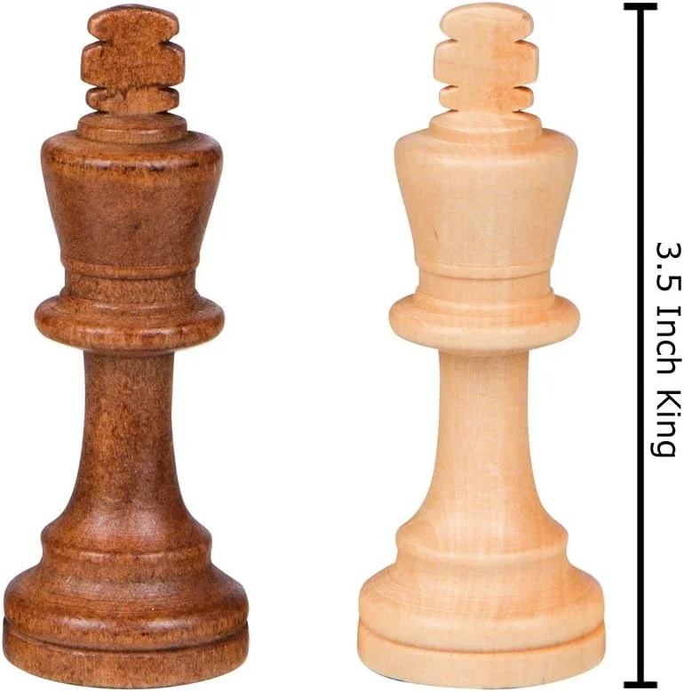 بهترین مهره های شطرنج چوبی گوگرتری وزن دار - فقط مهره ها - بدون صفحه شطرنج - شاه 3.5 اینچی