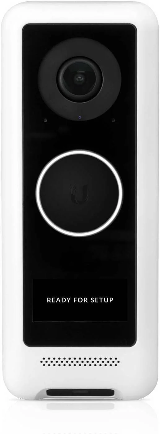 درب منزل تصویری یوبیکیوتی نتورکس UniFi Protect G4 با رزولوشن 2 مگاپیکسل، کیفیت 1600x1200 با نرخ 30 فریم بر ثانیه، دید در شب، زاویه دید 155 درجه، نمایشگر داخلی، وای فای، سفید، IPX4، سفید| UVC-G4-DoorBell