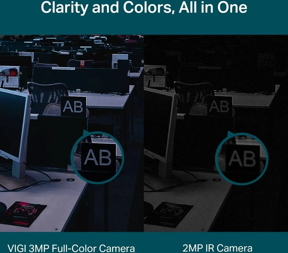 دوربین مداربسته تحت شبکه برجکی رنگی TP-Link VIGI 3MP، لنز 2.8 میلی‌متری، وضوح فوق‌العاده 3 مگاپیکسل، سنسور CMOS اسکن پیشرونده 1/2.8 اینچی، 3D DNR، فاصله دید در شب 30 متری، سفید | VIGI C430-2.8mm