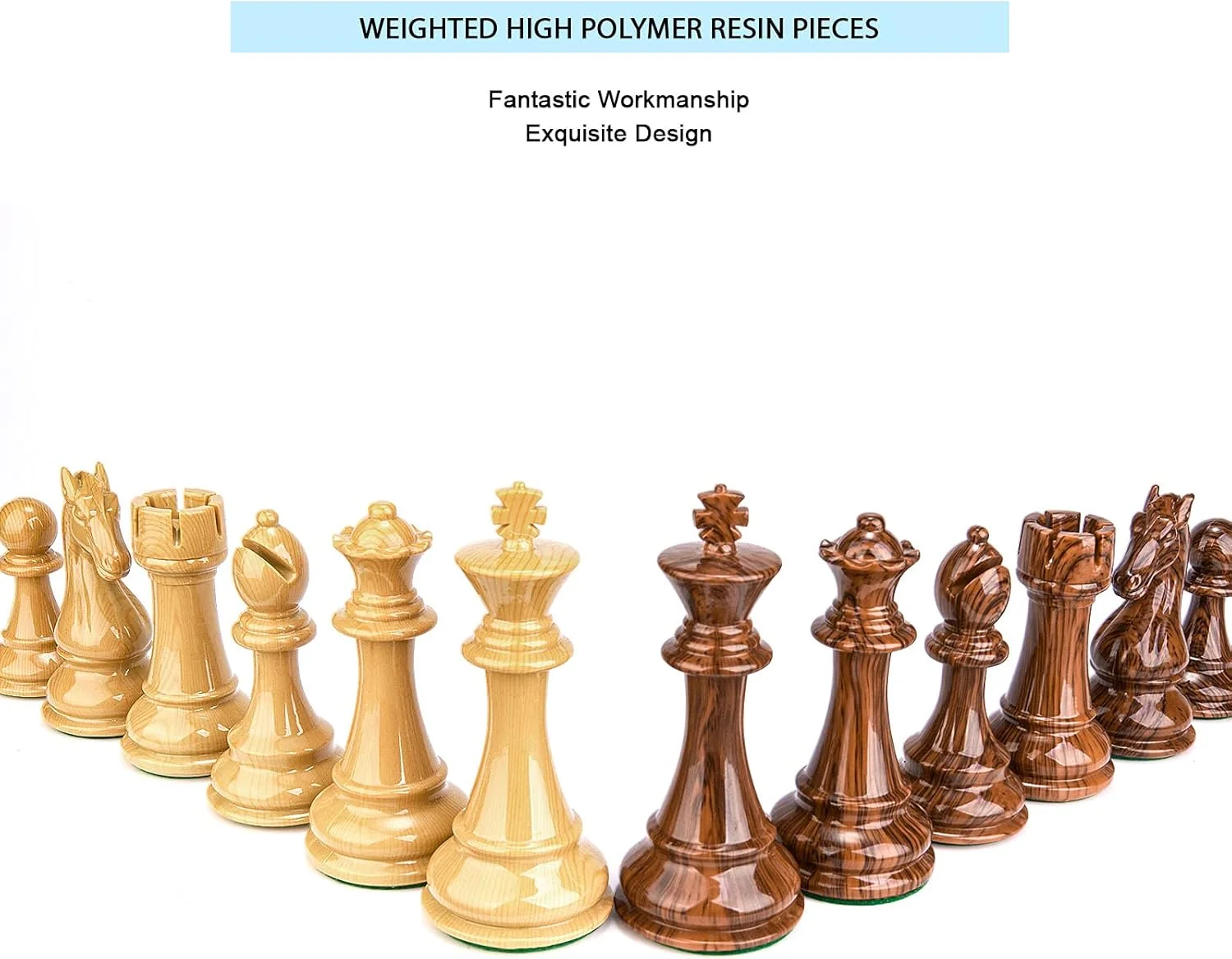 مهره‌های شطرنج سنگین پلیمری AMEROUS - شاه 4.2 اینچی، 2 وزیر اضافی - مناسب برای هدیه، صفحه شطرنج استاندارد مسابقات برای صفحه شطرنج یا جایگزینی قطعات