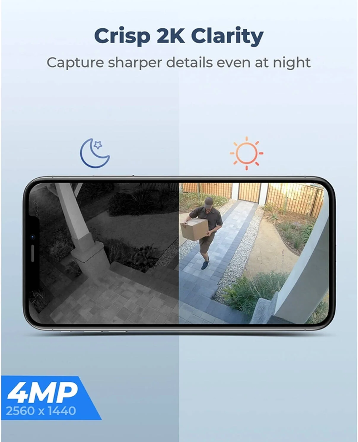 دوربین امنیتی هوشمند بی‌سیم چرخشی Reolink Argus PT 2K، کیفیت فوق‌العاده 4 مگاپیکسل 2K، تغذیه با باتری/خورشیدی، صدای دو طرفه، دو باند 2.4 گیگاهرتز / 5 گیگاهرتز، مقاوم در برابر آب و هوا IP64، سفید | BWPT2K05