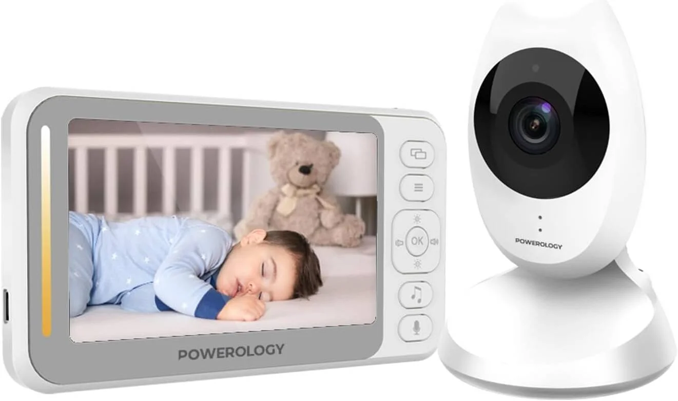 مانیتور کودک پاورولوژی با صفحه نمایش 4.3 اینچی HD LCD + دوربین VGA، باتری 1500 میلی آمپر، هشدار تشخیص صدا، لنز 14 میلی متری 2G2P، برد 300 متری، دید در شب، دوربین با سنسور 0.3 متری، سفید | PWBMCWH