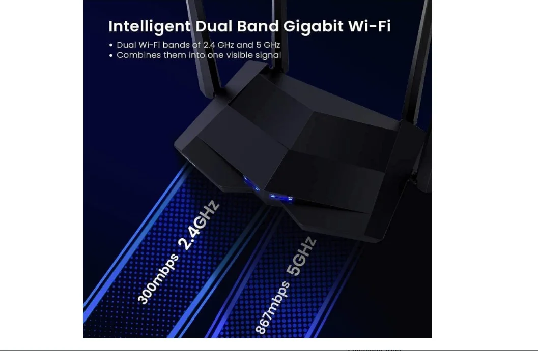 روتر وای فای گیگابیتی هوشمند AC1200 تندا مدل AC10U، دو بانده، کنترل والدین، MU-MIMO، پورت USB، 1200 مگابیت بر ثانیه، 4 پورت LAN | AC10U