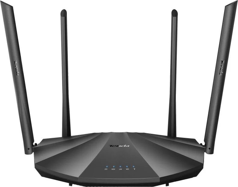 روتر وای فای گیگابیتی دو بانده Tenda AC19، 2100 مگابیت بر ثانیه، USB 2.0، MU-MIMO، 5 پورت LAN، شبکه مهمان، کنترل والدین، IPv6، مشکی | AC19