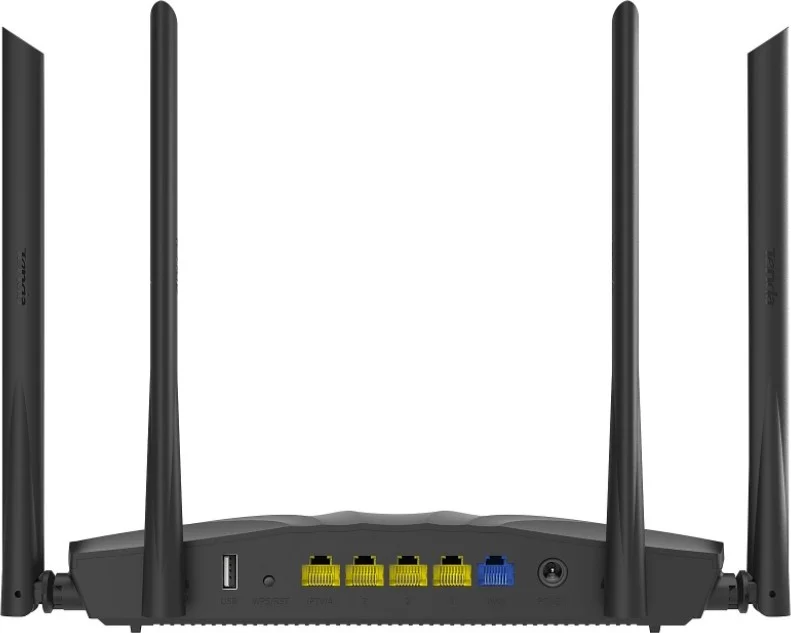 روتر وای فای گیگابیتی دو بانده Tenda AC19، 2100 مگابیت بر ثانیه، USB 2.0، MU-MIMO، 5 پورت LAN، شبکه مهمان، کنترل والدین، IPv6، مشکی | AC19