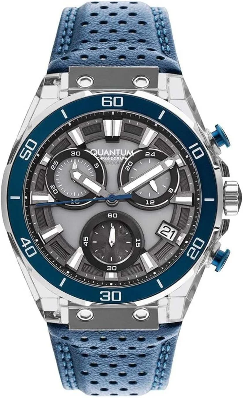 ساعت مردانه کوانتوم با موتور VR34، نمایشگر کرونوگراف و بند چرمی - PWG1107.369، خاکستری ساعت مردانه کوانتوم با موتور VR34، نمایشگر کرونوگراف و بند چرمی - PWG1107.369، خاکستری