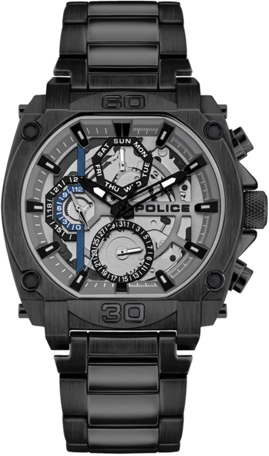 ساعت مچی مردانه نوروود پلیس، قاب مشکی آنالوگ، صفحه خاکستری و بند مشکی - مدل PL 15472JSB-13M
