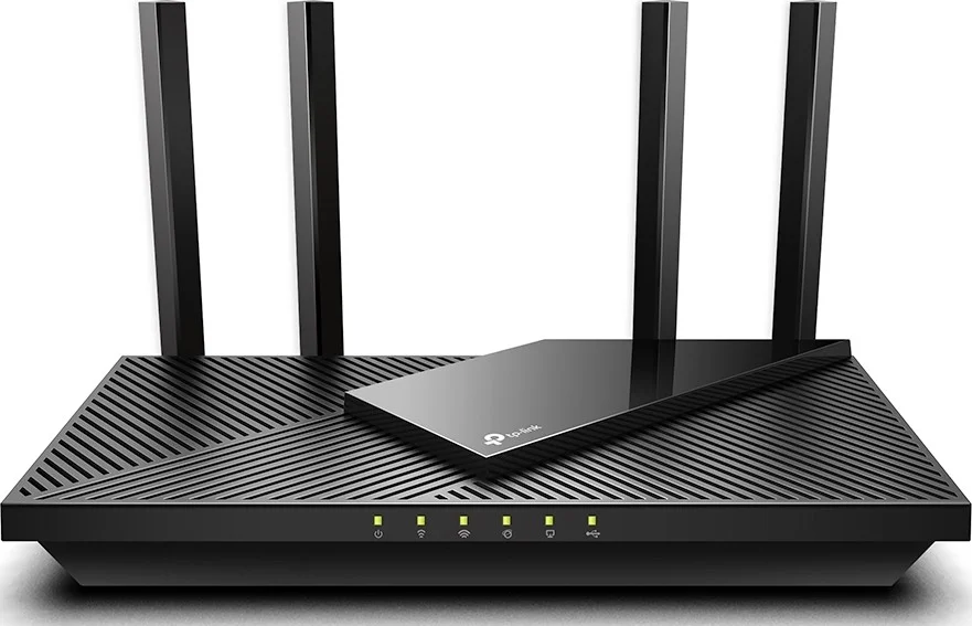 روتر وای فای 6 گیگابیتی دو بانده TP-Link Archer AX55 AX3000، 2402 مگابیت بر ثانیه 5 گیگاهرتز، 574 مگابیت بر ثانیه 2.4 گیگاهرتز، 802.11ax، پهنای باند 160 مگاهرتز، دو بانده، OFDMA، MU-MIMO، سازگار با الکسا، مشکی | Archer AX55