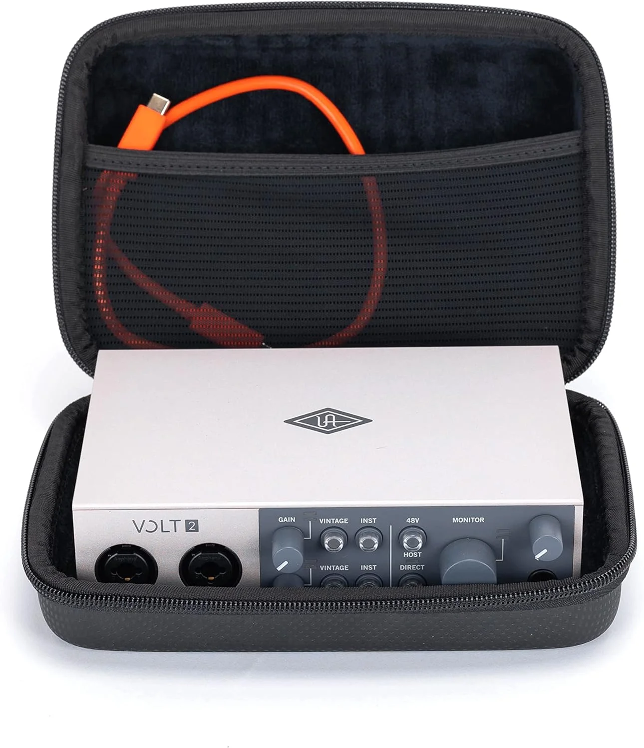 کیف حمل Analog Cases مدل Glide برای کارت صداهای Focusrite Scarlett 4i4 / Universal Audio Arrow و کارت صداهای مشابه (کیف حمل ساخته شده از EVA/Nylon بادوام و قالب‌گیری شده، دسته لاستیکی مقاوم)، مشکی