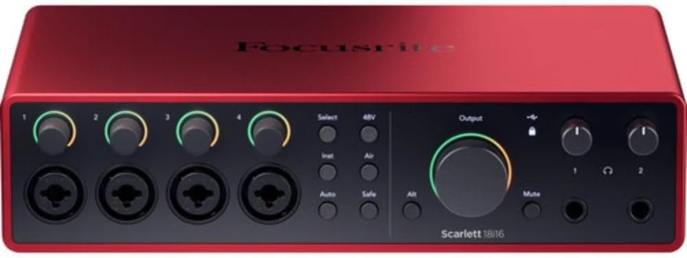 کارت صدای USB-C/MIDI فوکوسرایت Scarlett 18i16 (نسل چهارم) به همراه دو عدد کابل XLR-XLR و دو عدد کابل MIDI هوسا Mid-310 مشکی 10 فوتی کارت صدای USB-C/MIDI فوکوسرایت Scarlett 18i16 (نسل چهارم) به همراه دو عدد کابل XLR-XLR و دو عدد کابل MIDI هوسا Mid-310 مشکی 10 فوتی