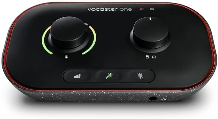کارت صدای فوکوسرایت Vocaster One مناسب ضبط پادکست برای تولیدکنندگان محتوای انفرادی، مشکی، AMS-VOCASTER-ONE