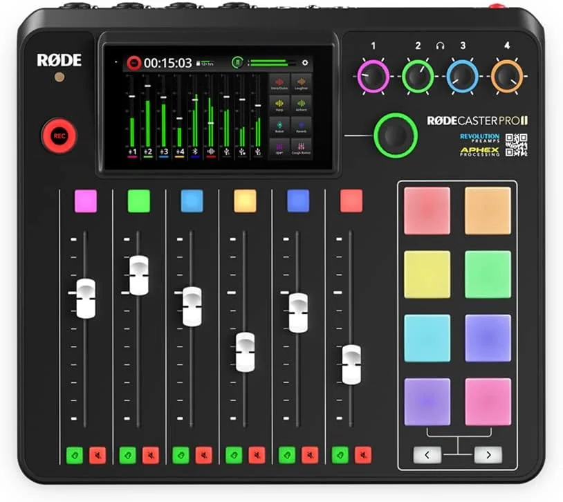 پکیج استودیوی تولید صدا Rode RODECaster Pro II به همراه 4 عدد پکیج میکروفون پادکست Zoom ZDM-1، کارت حافظه microSD 32 گیگابایتی و پارچه پولیش StreamEye پکیج استودیوی تولید صدا Rode RODECaster Pro II به همراه 4 عدد پکیج میکروفون پادکست Zoom ZDM-1، کارت حافظه microSD 32 گیگابایتی و پارچه پولیش StreamEye