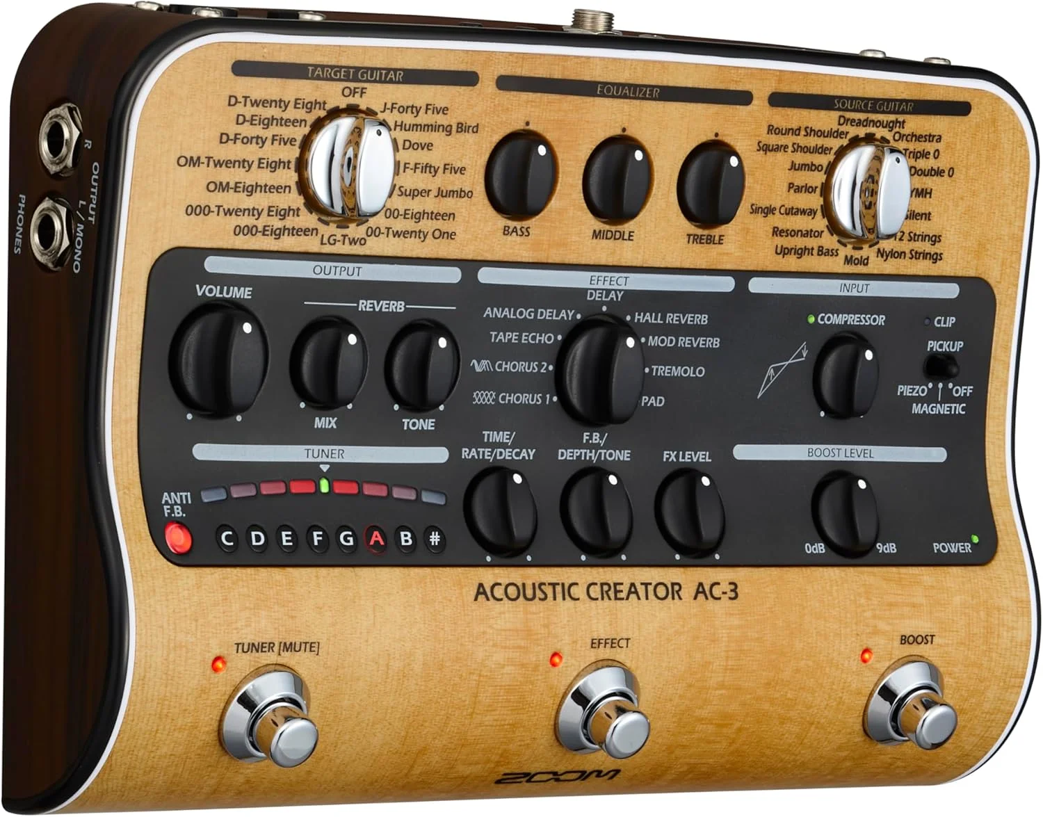 ایجاد کننده صدای گیتار آکوستیک زوم AC-3، زرد، 6 سانتی متر، گوشی ایجاد کننده صدای گیتار آکوستیک زوم AC-3، زرد، 6 سانتی متر، گوشی