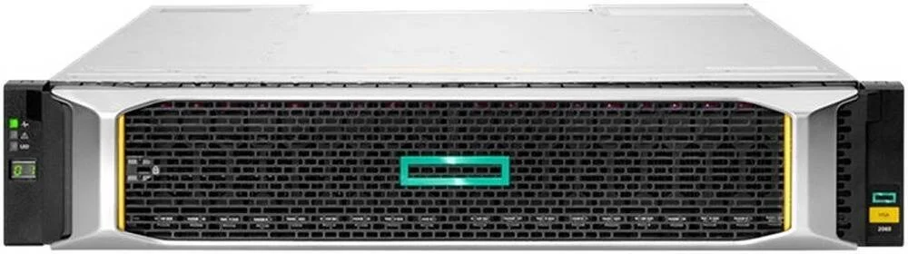 ذخیره ساز HPE MSA 2062 16Gb FC SFF، شامل 24 عدد SSD با ظرفیت 1.92 ترابایت، یک لایسنس Advanced Data Services، 2 عدد منبع تغذیه AC، 2 عدد کابل برق 7 متری (IEC C14)، 2 عدد HPE MSA 16Gb SW FC SFP 4pk XCVR