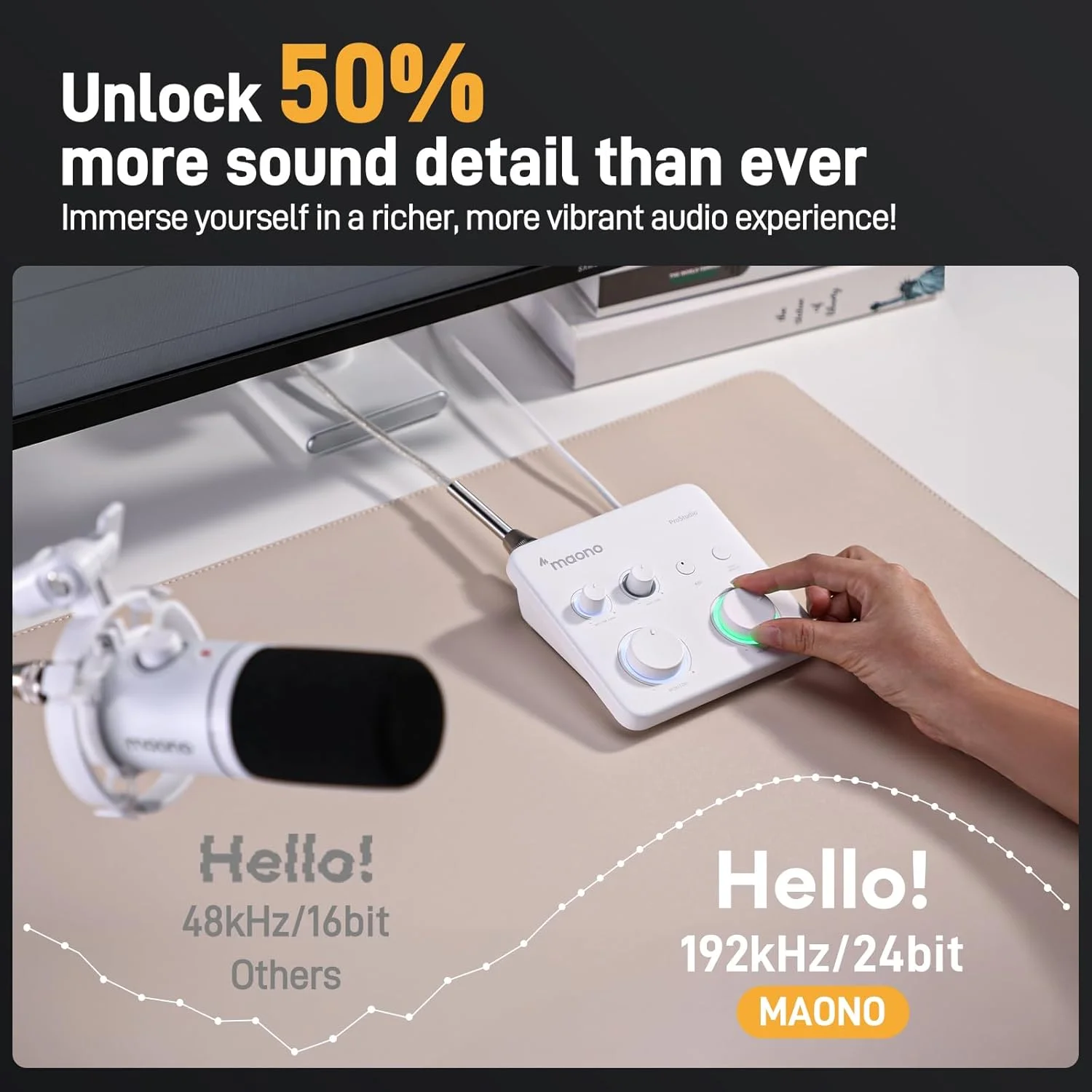 کارت صدای USB MAONO برای کامپیوتر: اینترفیس با ورودی XLR، نرم افزار مسیریابی 24 بیت/192 کیلوهرتز LOOPBACK، درایور ASIO برای ضبط موسیقی، استودیوی خانگی، گیتار، پادکست، استریمینگ، DAW (PS22 Lite White) کارت صدای USB MAONO برای کامپیوتر: اینترفیس با ورودی XLR، نرم افزار مسیریابی 24 بیت/192 کیلوهرتز LOOPBACK، درایور ASIO برای ضبط موسیقی، استودیوی خانگی، گیتار، پادکست، استریمینگ، DAW (PS22 Lite White)