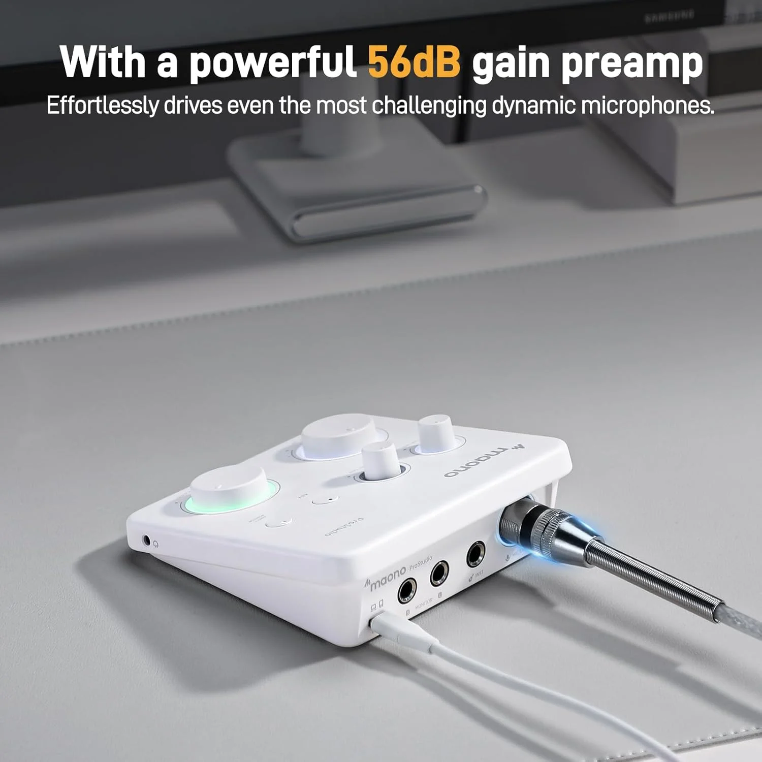 کارت صدای USB MAONO برای کامپیوتر: اینترفیس با ورودی XLR، نرم افزار مسیریابی 24 بیت/192 کیلوهرتز LOOPBACK، درایور ASIO برای ضبط موسیقی، استودیوی خانگی، گیتار، پادکست، استریمینگ، DAW (PS22 Lite White) کارت صدای USB MAONO برای کامپیوتر: اینترفیس با ورودی XLR، نرم افزار مسیریابی 24 بیت/192 کیلوهرتز LOOPBACK، درایور ASIO برای ضبط موسیقی، استودیوی خانگی، گیتار، پادکست، استریمینگ، DAW (PS22 Lite White)