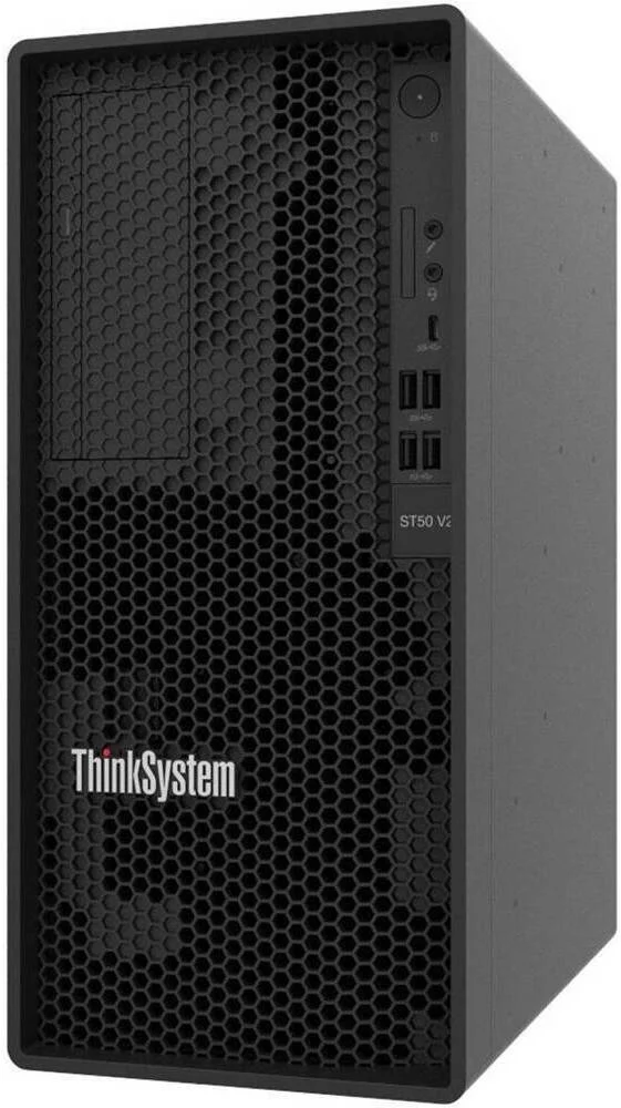 سرور Lenovo ThinkSystem ST50 V2، پردازنده Intel Xeon E-2324G، رم 64 گیگابایتی، 2 عدد SSD 960 گیگابایتی Micron 5400 Pro، بدون DVD، رید نرم افزاری، مشکی | 7D8JA043EA-64GB