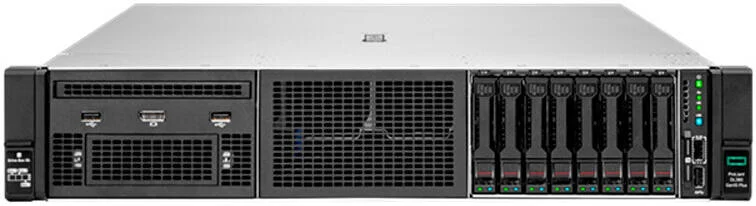 سرور HPE ProLiant DL380 Gen10 Plus با 8 SFF و ارتفاع 2U، دارای 2 پردازنده Intel Xeon Silver 4310 با فرکانس 2.1 گیگاهرتز، 256 گیگابایت رم (8x32GB)، 192 ترابایت حافظه (5x 3.82T) DC600M 2.5" SATA SSD، HPE iLO 5، HPE MR416i-p و 2 منبع تغذیه 800 واتی