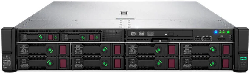سرور HPE ProLiant DL380 Gen10، پردازنده 2X Intel Xeon-S 4210R، رم 128 گیگابایت DDR4 RDIMM، درایو 2 x 480GB SATA SSD، درایو 6 x HPE 2.4TB 10K SAS، Hot Plug، P408i-a بدون اپتیکال، منبع تغذیه 2x 800W | DL380-G10