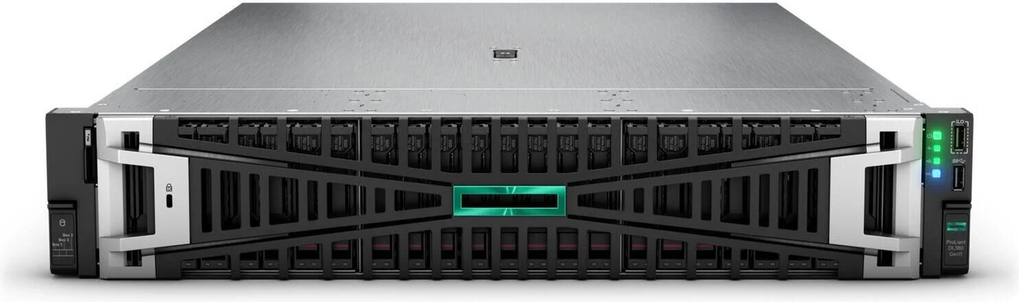 سرور HPE ProLiant DL380 Gen11 2U، پردازنده 2x Intel Xeon-Gold 6426Y شانزده هسته ای، 96 گیگابایت رم، 2x 960 گیگابایت SAS SSD، کنترلر ذخیره سازی Broadcom MR408i-o، اترنت Broadcom BCM5719، منبع تغذیه 1000 وات | DL380-G11