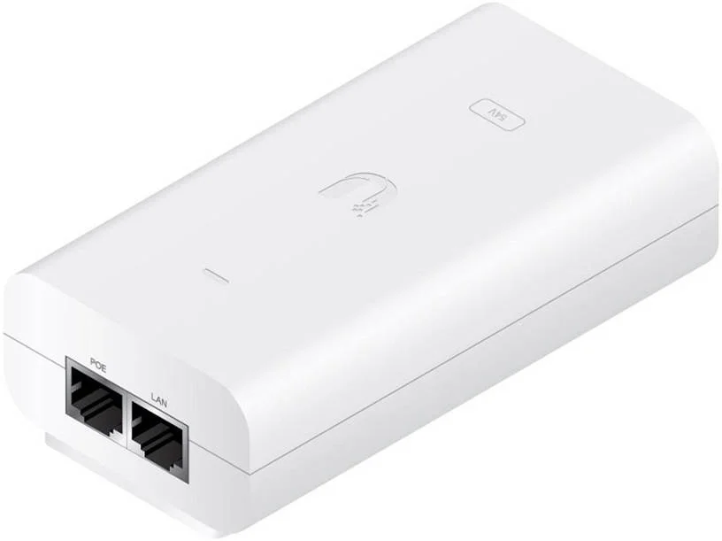 تزریق کننده گیگابیتی PoE یوبیکیوتی 1.5 آمپر: ولتاژ 54 ولت، LAN با سرعت 10/1000 مگابیت بر ثانیه، 2 پورت، محافظت در برابر نوسانات، توان 80 وات، اتصال به زمین | POE-54V-80W
