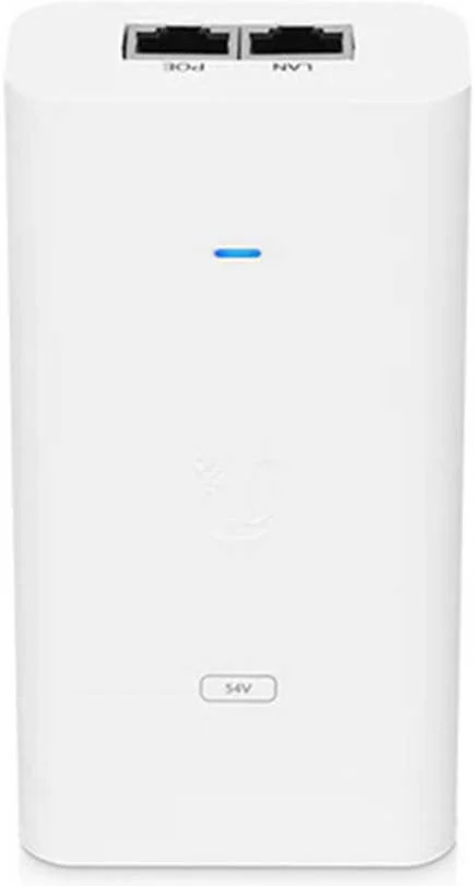 تزریق کننده گیگابیتی PoE یوبیکیوتی 1.5 آمپر: ولتاژ 54 ولت، LAN با سرعت 10/1000 مگابیت بر ثانیه، 2 پورت، محافظت در برابر نوسانات، توان 80 وات، اتصال به زمین | POE-54V-80W