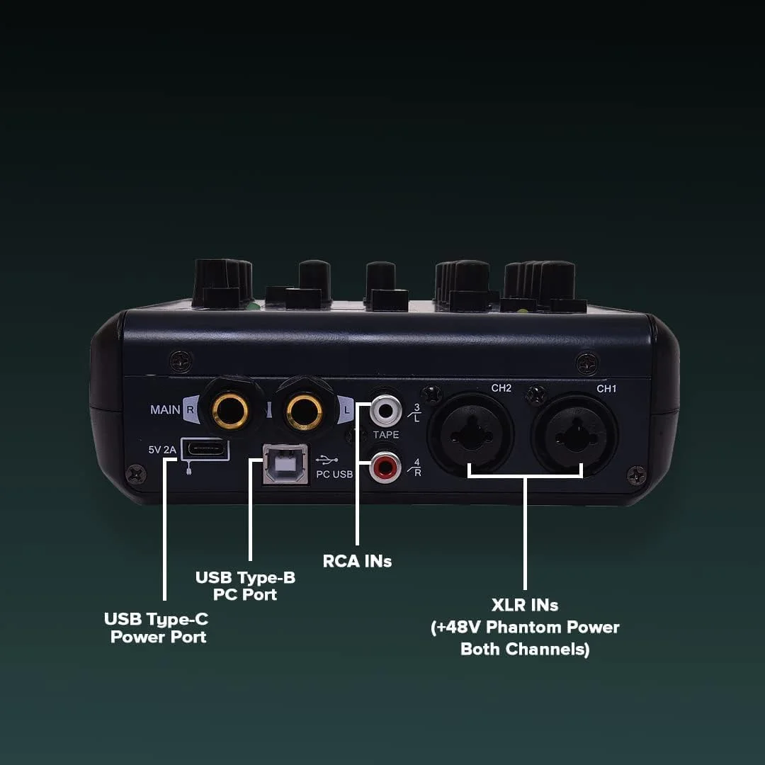 میکسر صوتی 4 کاناله Xtreme Acoustics XAMX42 با نرخ نمونه برداری 192 کیلوهرتز، ضبط دو مسیره، ورودی MP3 و پردازنده DSP FX 24 بیتی برای استودیو، ضبط یوتیوب، میکس DJ و خوانندگی کارائوکه