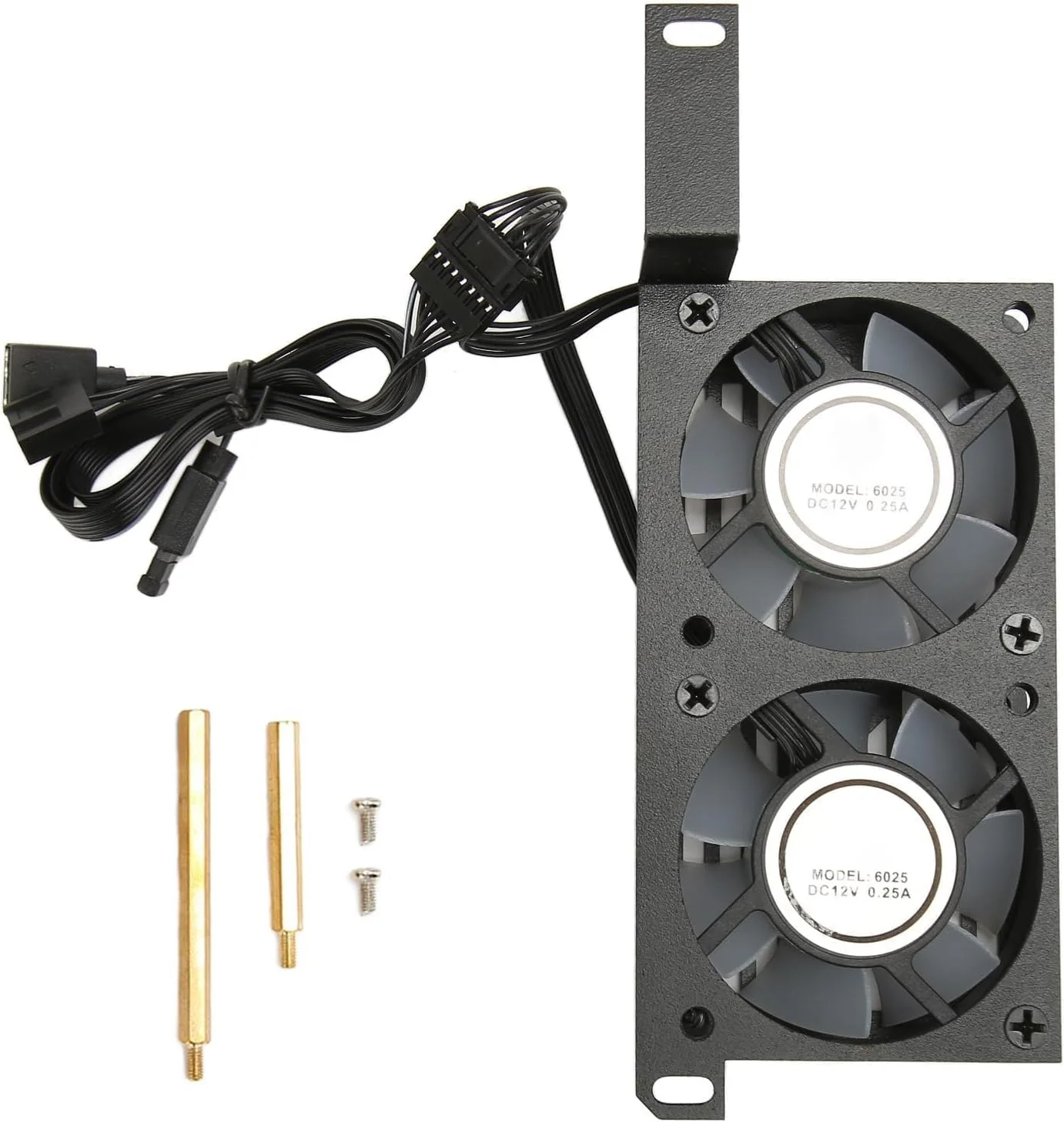 فن خنک کننده حافظه رم، فن های خنک کننده رم دوگانه 6025pwm 1000 تا 3000 دور در دقیقه 5 ولت 3 پین Pwm خنک کننده هوای پردازنده رادیاتورهای حافظه برای DDR Ddr2 Ddr3 Ddr4 Ddr5 (مشکی)