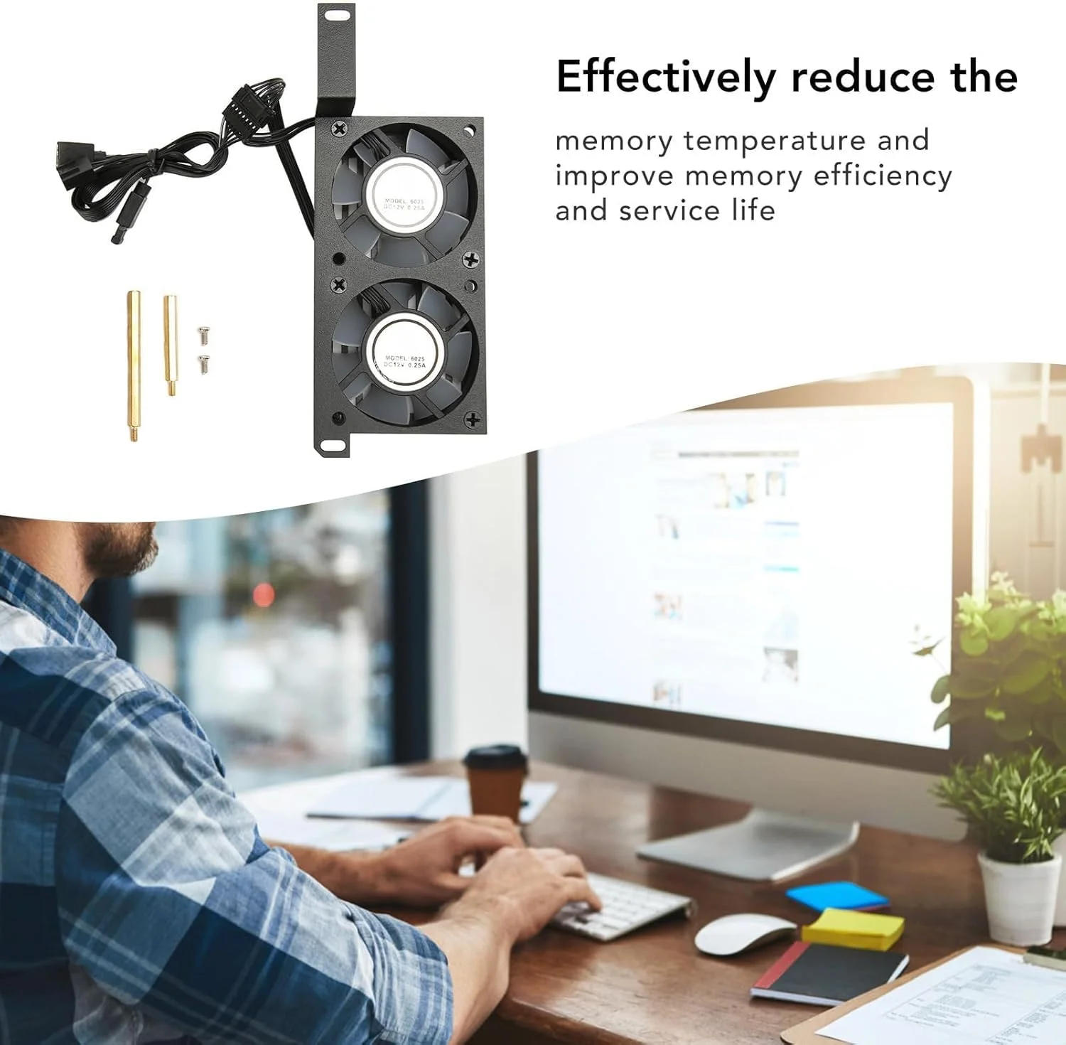 فن خنک کننده حافظه رم، فن های خنک کننده رم دوگانه 6025pwm 1000 تا 3000 دور در دقیقه 5 ولت 3 پین Pwm خنک کننده هوای پردازنده رادیاتورهای حافظه برای DDR Ddr2 Ddr3 Ddr4 Ddr5 (مشکی) فن خنک کننده حافظه رم، فن های خنک کننده رم دوگانه 6025pwm 1000 تا 3000 دور در دقیقه 5 ولت 3 پین Pwm خنک کننده هوای پردازنده رادیاتورهای حافظه برای DDR Ddr2 Ddr3 Ddr4 Ddr5 (مشکی)