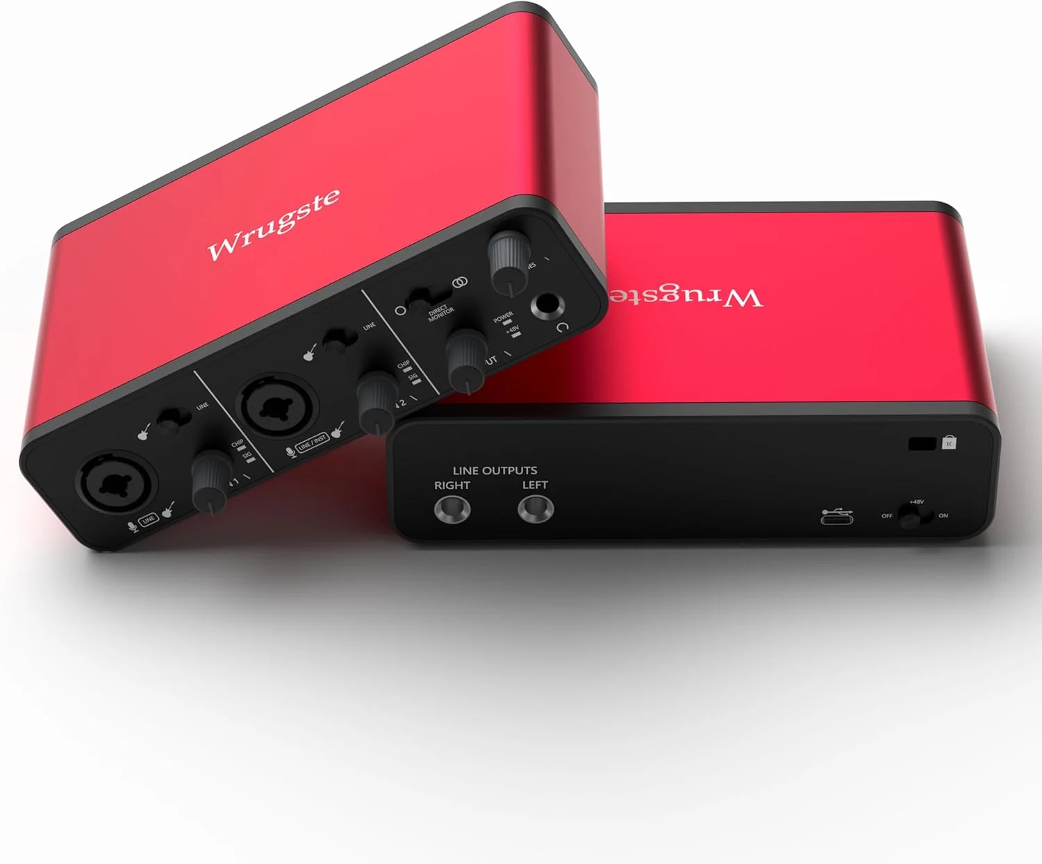 اینترفیس صوتی Wrutaste با خروجی های لاین، قرمز