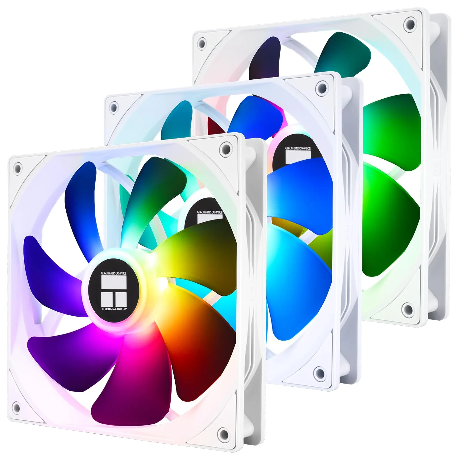 فن خنک کننده بی صدای 14 سانتی متری Thermalright TL-C14CW-S X3، فن خنک کننده کامپیوتر سفید، خنک کننده پردازنده با سرعت بالا 1500 دور در دقیقه، کانکتور 4 پین PWM، 3 عدد