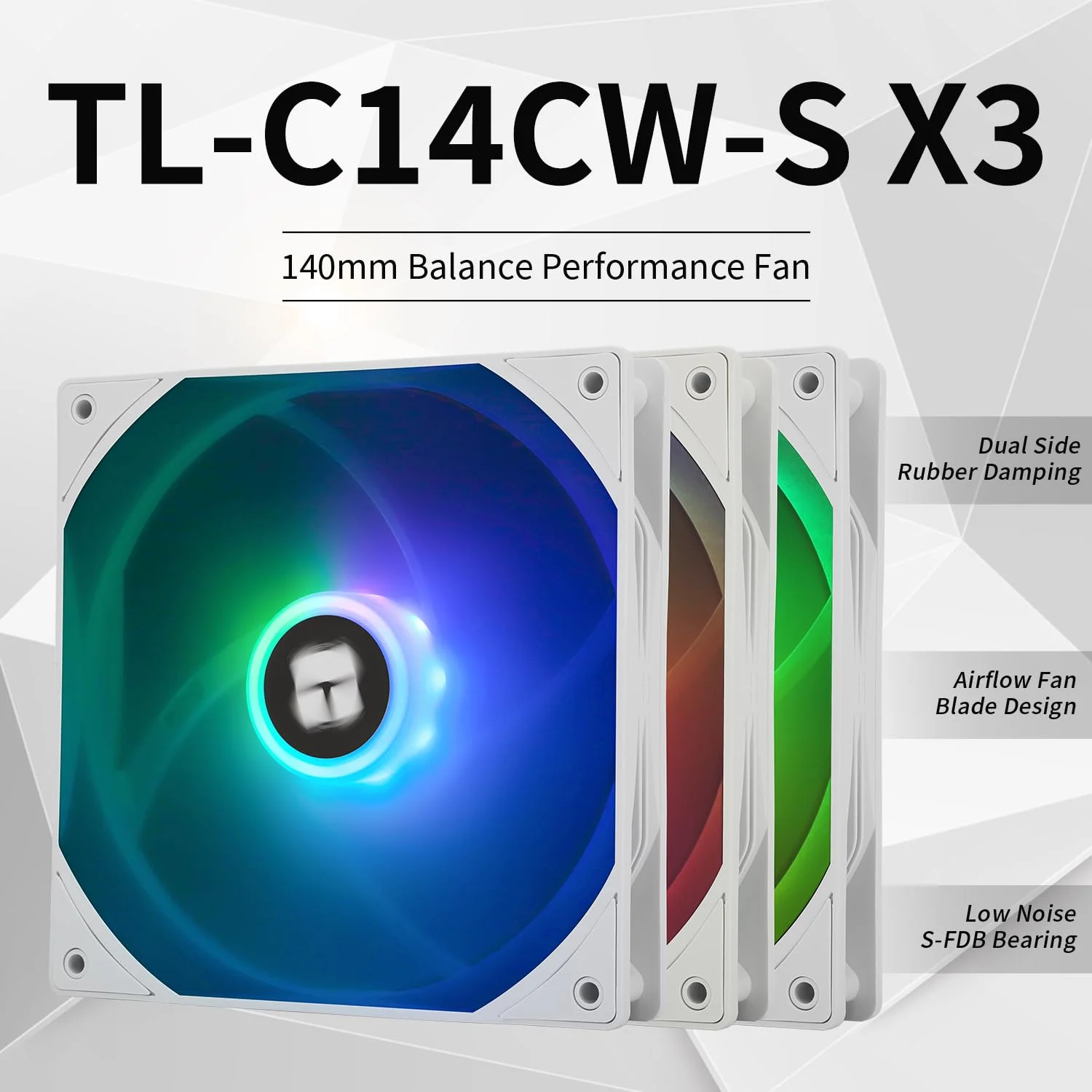فن خنک کننده بی صدای 14 سانتی متری Thermalright TL-C14CW-S X3، فن خنک کننده کامپیوتر سفید، خنک کننده پردازنده با سرعت بالا 1500 دور در دقیقه، کانکتور 4 پین PWM، 3 عدد - تصویر 2 فن خنک کننده بی صدای 14 سانتی متری Thermalright TL-C14CW-S X3، فن خنک کننده کامپیوتر سفید، خنک کننده پردازنده با سرعت بالا 1500 دور در دقیقه، کانکتور 4 پین PWM، 3 عدد - تصویر 2