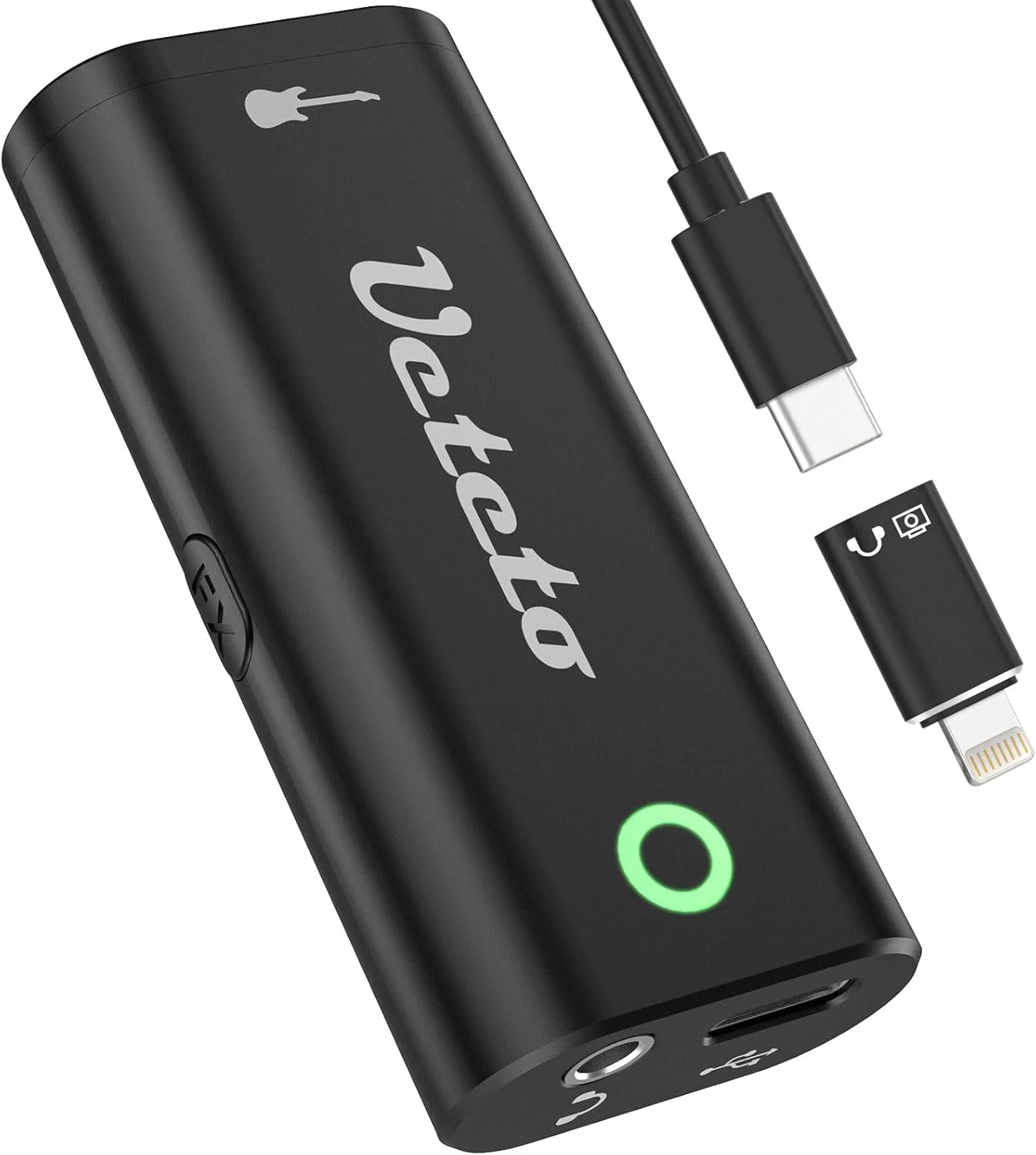 اینترفیس صوتی گیتار Ueteto، کارت صدای ضبط داخلی قابل حمل برای پخش زنده برای آیفون، آیپد و تلفن های هوشمند و تبلت های اندرویدی، بدون نیاز به درایور