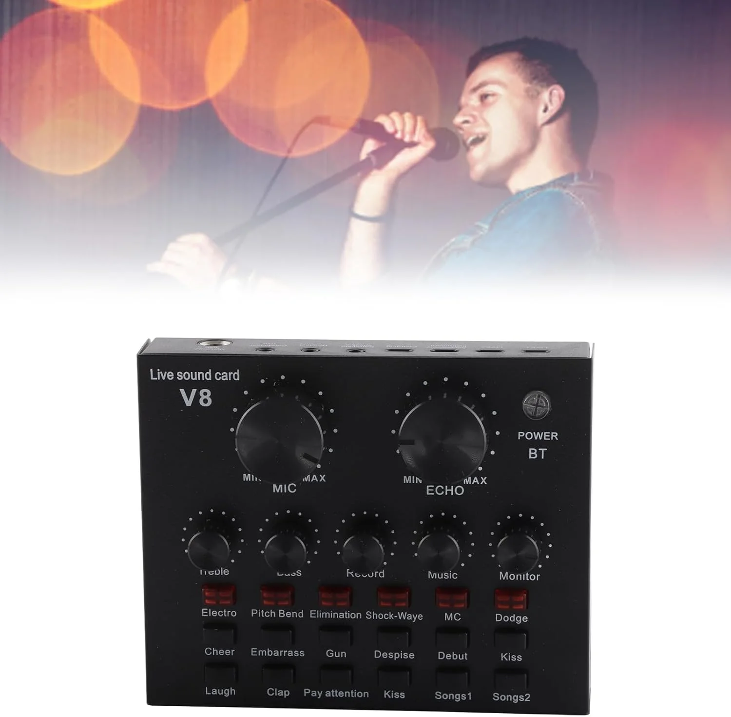 کارت صدا برای پخش زنده با 112 جلوه صوتی الکتریکی و 6 حالت، جنس فلزی، باتری لیتیومی 1500 میلی آمپر ساعتی، کابل های USB برای ضبط بازی، سخنرانی کنفرانس، روش های اتصال چندگانه