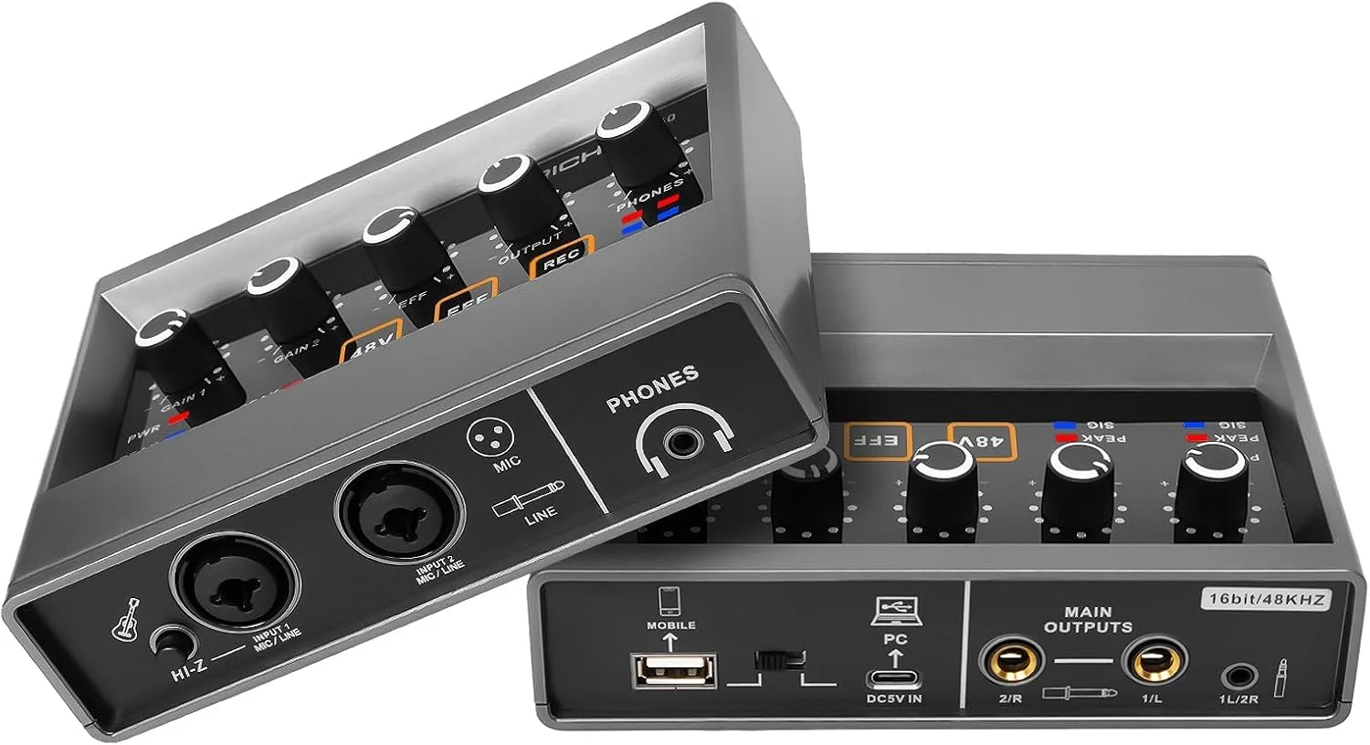 کارت صدای حرفه ای کامپیوتر TERRIFI، مدل لمسی USB 2.0 2x2، رابط موسیقی 24 بیت/48 کیلوهرتز با فانتوم پاور 48 ولت برای پخش زنده، کارت صدای پادکست برای مک و کامپیوتر