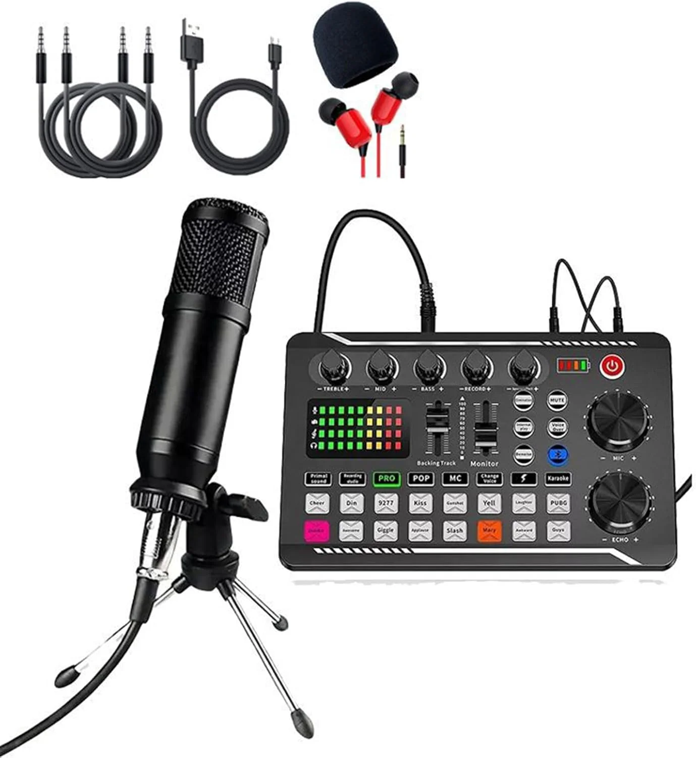 میکسر کارت صدای زنده، رابط صوتی پادکست با افکت های میکسر DJ، تغییر صدا با افکت های صوتی بازی و ضبط زنده کارائوکه، مشکی