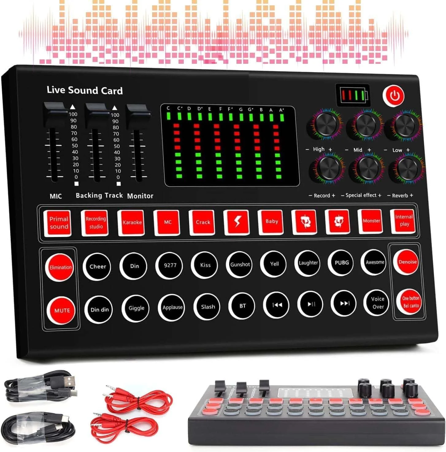 کارت صدای M9 با نورهای رنگی، سازگار با پلتفرم‌های مختلف برای پخش زنده