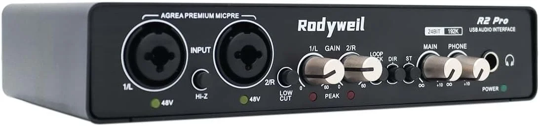 کارت صدای USB برای ضبط، تولید، پادکست، گیتار با ورودی های دوگانه XLR، لاین و DI، کیفیت بالا 24 بیت 192 کیلوهرتز