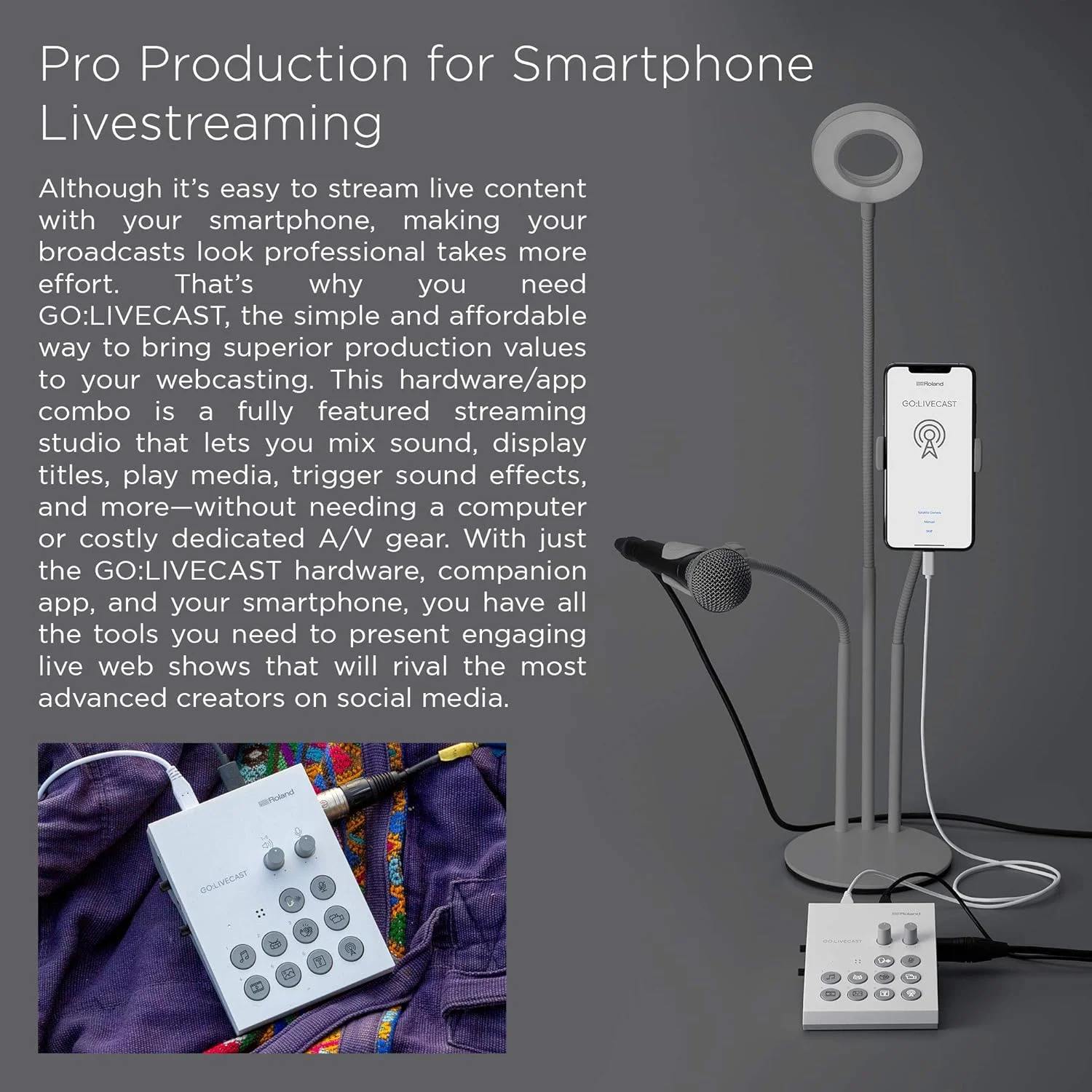 استودیوی پخش زنده کوچک رولند GO:LIVECAST