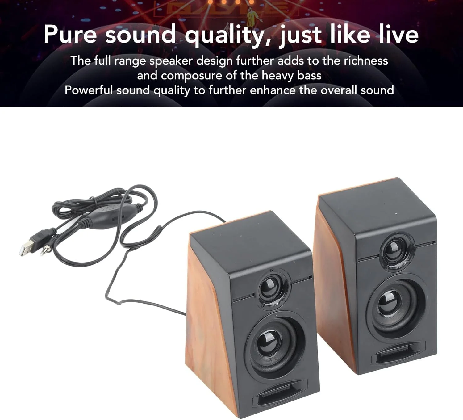 سیستم صوتی USB، بیس عمیق قدرتمند، اسپیکرهای رومیزی با قابلیت تنظیم صدا برای کامپیوتر یا لپ تاپ، با سازگاری گسترده سیستم صوتی USB، بیس عمیق قدرتمند، اسپیکرهای رومیزی با قابلیت تنظیم صدا برای کامپیوتر یا لپ تاپ، با سازگاری گسترده