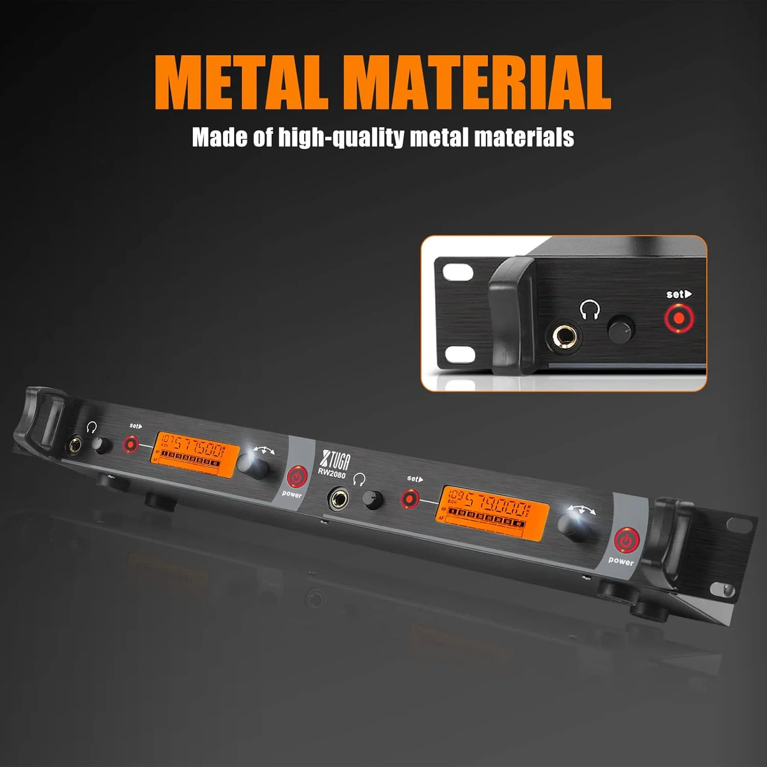 سیستم مانیتور داخل گوشی بیسیم XTUGA RW2080 با 5 گیرنده بدنه، طراحی مونو، سیستم IEM دو کاناله، 300 فوت، 40 فرکانس UHF، مانیتور صحنه برای گروه موسیقی یا استودیو، 572MHz-599Mhz سیستم مانیتور داخل گوشی بیسیم XTUGA RW2080 با 5 گیرنده بدنه، طراحی مونو، سیستم IEM دو کاناله، 300 فوت، 40 فرکانس UHF، مانیتور صحنه برای گروه موسیقی یا استودیو، 572MHz-599Mhz